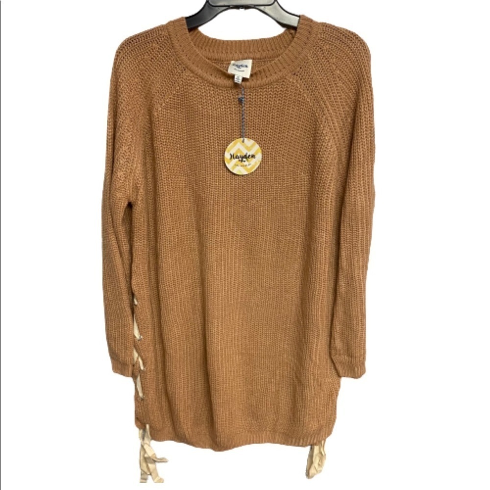 Hayden LA | Side Crochet Tie Knit Sweater Dress M